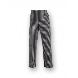 PANTALÓN GARY´S DE COCINA NEGRO ESTAMPADO RAYAS BLANCAS