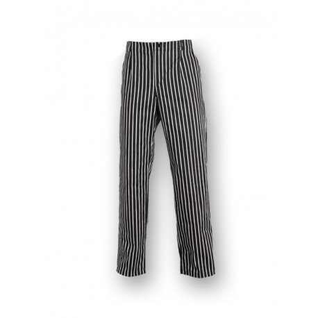 PANTALÓN GARY´S DE COCINA NEGRO ESTAMPADO RAYAS BLANCAS