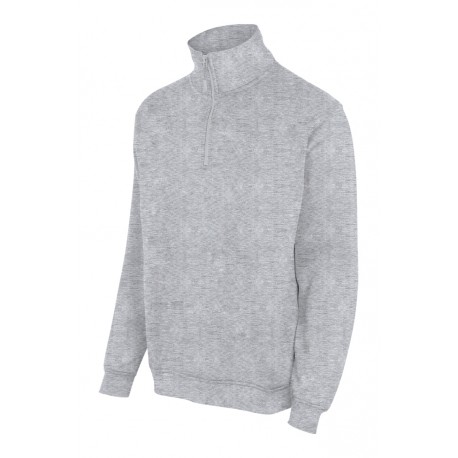 SUDADERA GRIS JASPEADO VELILLA MEDIA CREMALLERA