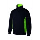 SUDADERA negro/verde lima VELILLA BICOLOR CON MEDIA CREMALLERA