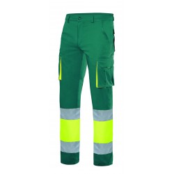 PANTALÓN verde / amarillo flúor STRETCH BICOLOR MULTIBOLSILLOS AV DE VELILLA