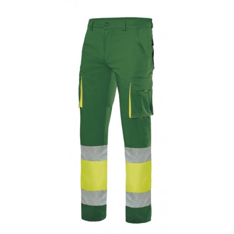 PANTALÓN verde-amarillo flúor VELILLA 100% ALGODÓN ALTA VISIBILIDAD