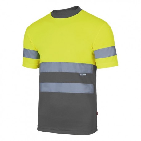 CAMISETA gris-amarillo TÉCNICA VELILLA BICOLOR AV TRANSPIRABLE