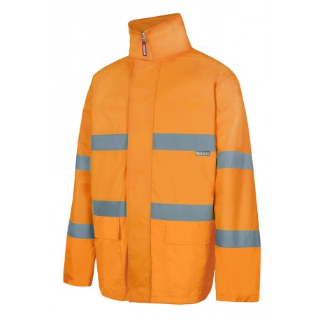 PARKA VELILLA naranja flúor IMPERMEABLE DE ALTA VISIBILIDAD